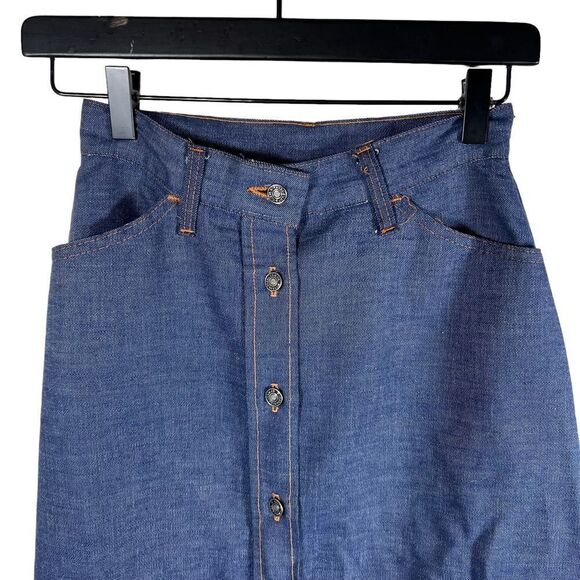 Vintage 1960’s, 1970’s Levi’s Button Down A Line Maxi Skirt Orange Label - Picture 5 of 11